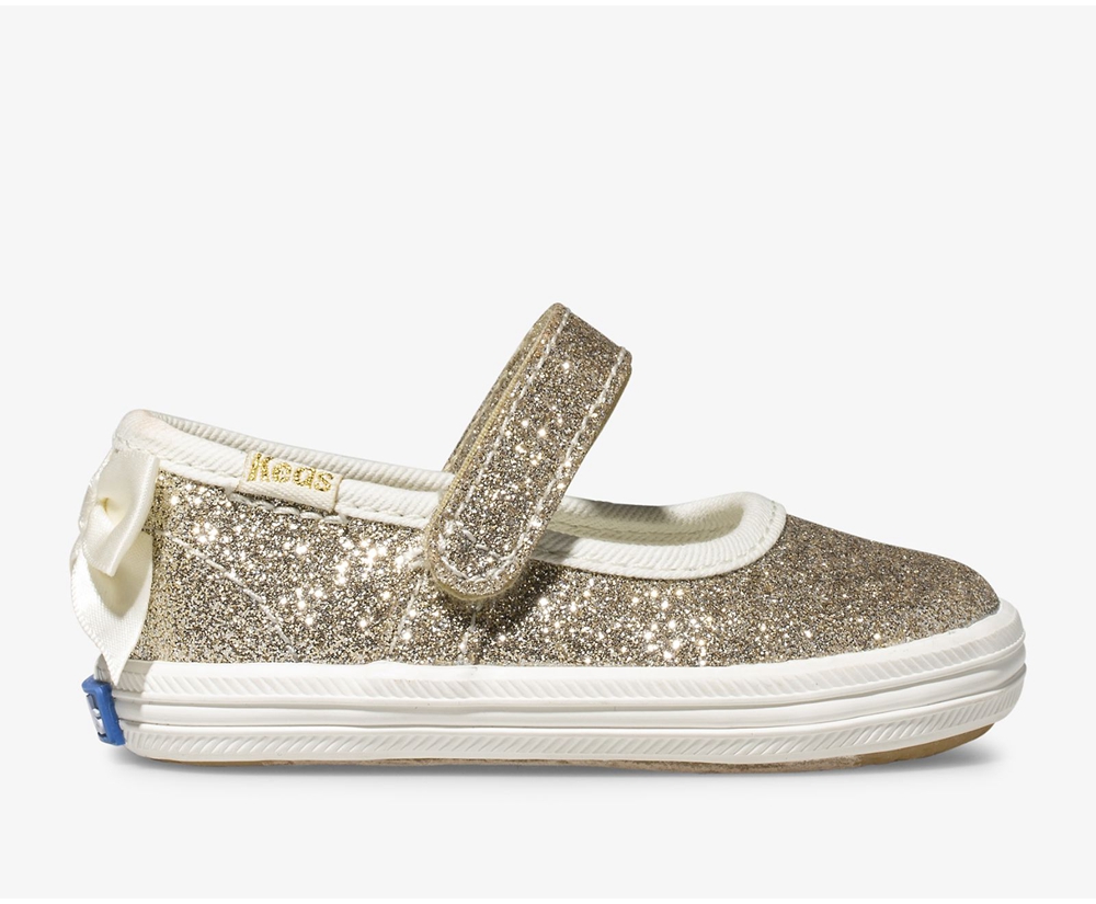 Kids Keds Slip Ons - Kate Spade new york Sloane MJ Glitter Crib - Gold - 7918-TCOJN